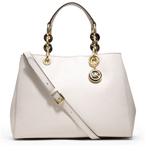 michael kors white patent leather satchel|Michael Kors leather satchel large.